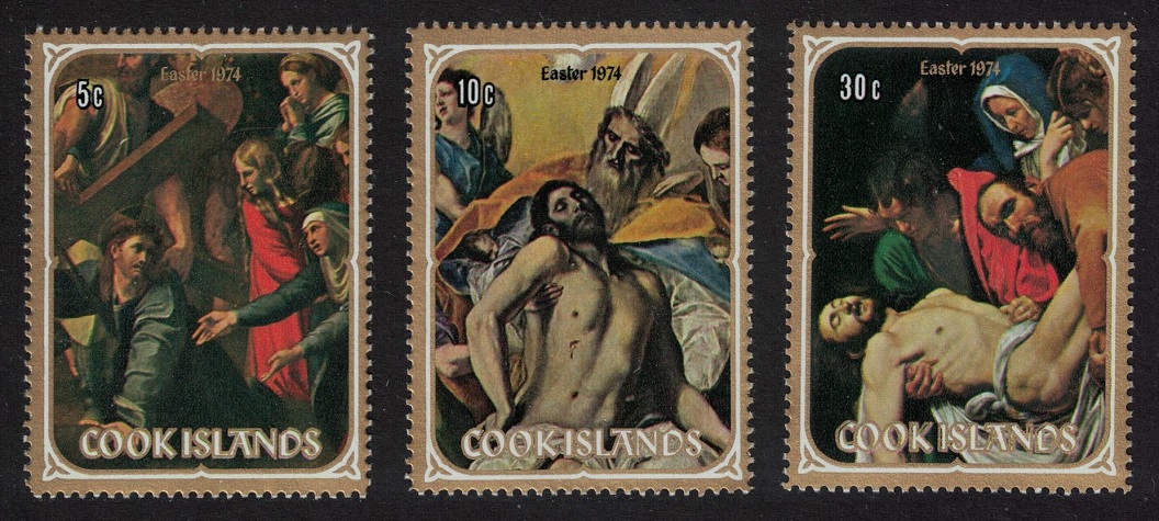 Cook Islands Easter painting Raphael El Greco Caravaggio 3v 1974 MNH SG#461-63