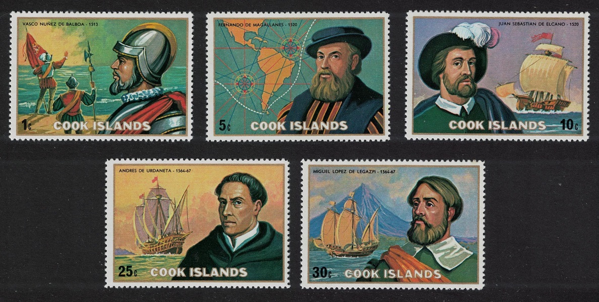 Cook Islands Pacific Explorers Balboa Nunez Magellan 5v 1975 MNH SG#513-517 Sc#C422-C426