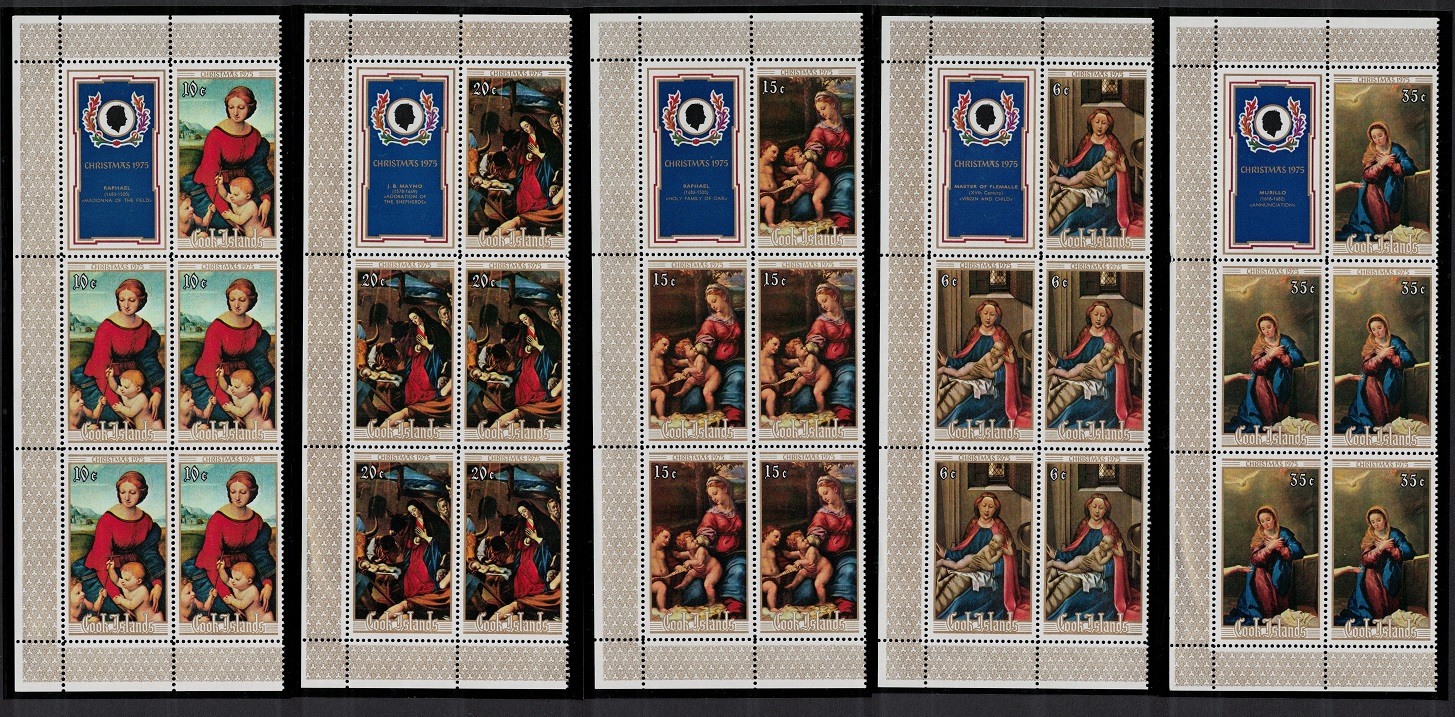 Cook Islands Christmas Painting by Great Masters 5v Blocks of 5 1975 MNH SG#529-533