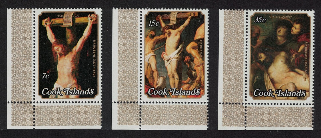 Cook Islands Easter 400th Birth Anniversary of Rubens 3v Corners 1977 MNH SG#571-573