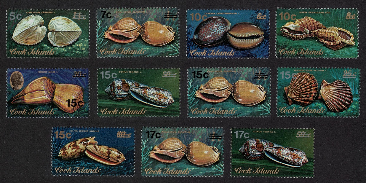 Cook Islands Shells Overprints 11v 1978 MNH SG#602-612 Sc#488-498