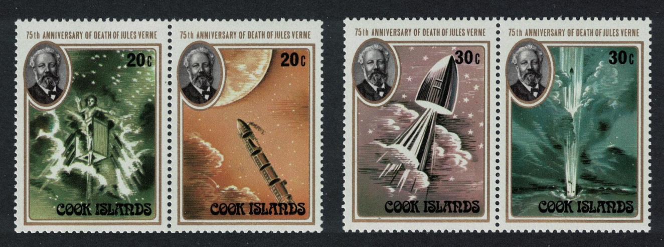 Cook Islands Jules Verne author Space 2 pairs 1980 MNH SG#708-711