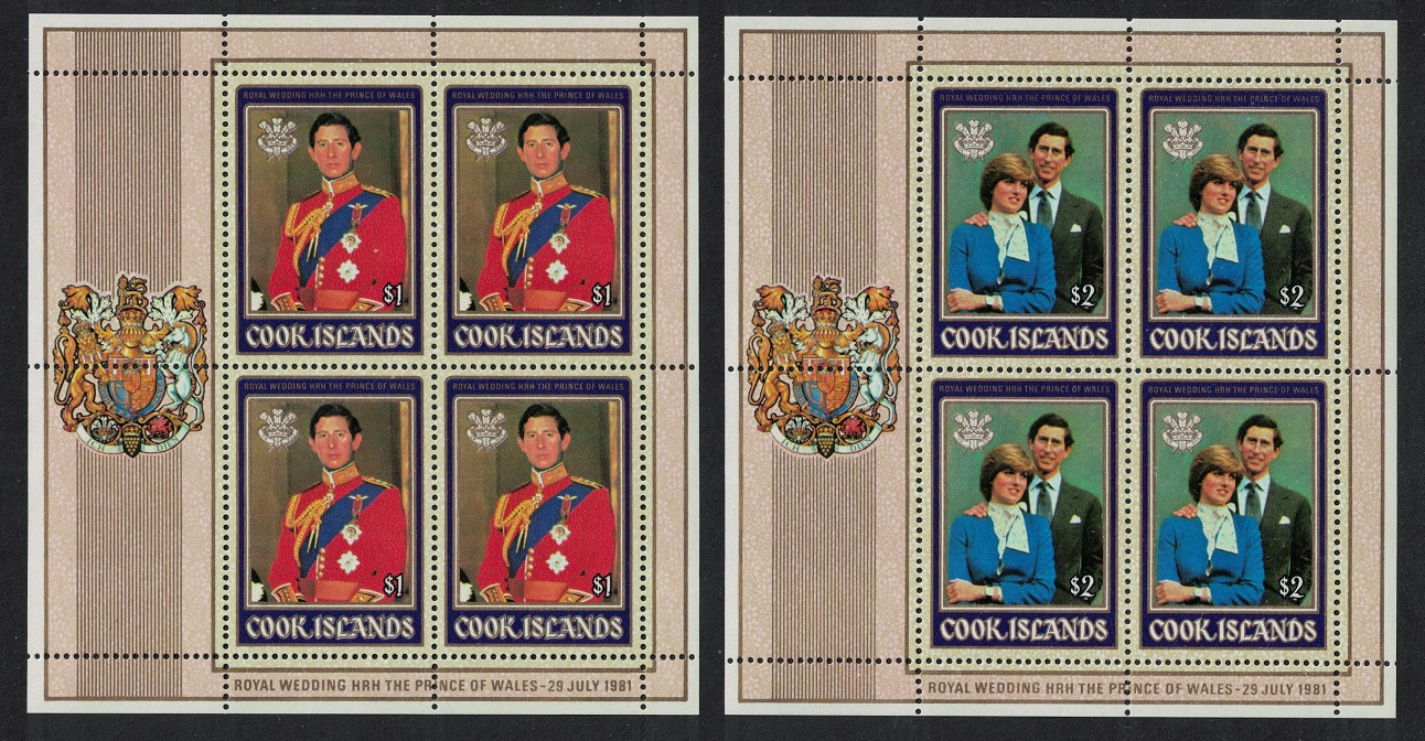 Cook Islands Charles and Diana Royal Wedding 2v Sheetlets 1981 MNH SG#812-813 MI#778-779