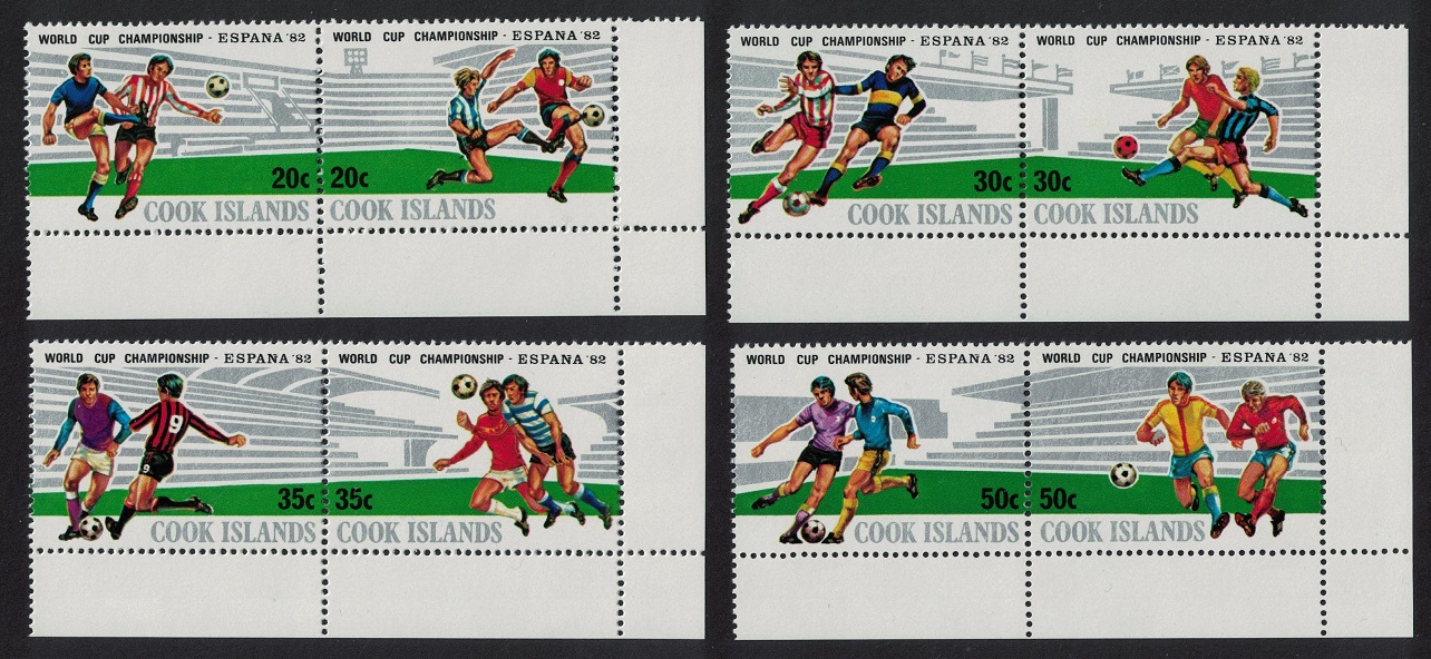 Cook Islands World Cup Football Championship Spain 4 Corner pairs 1981 MNH SG#815-822