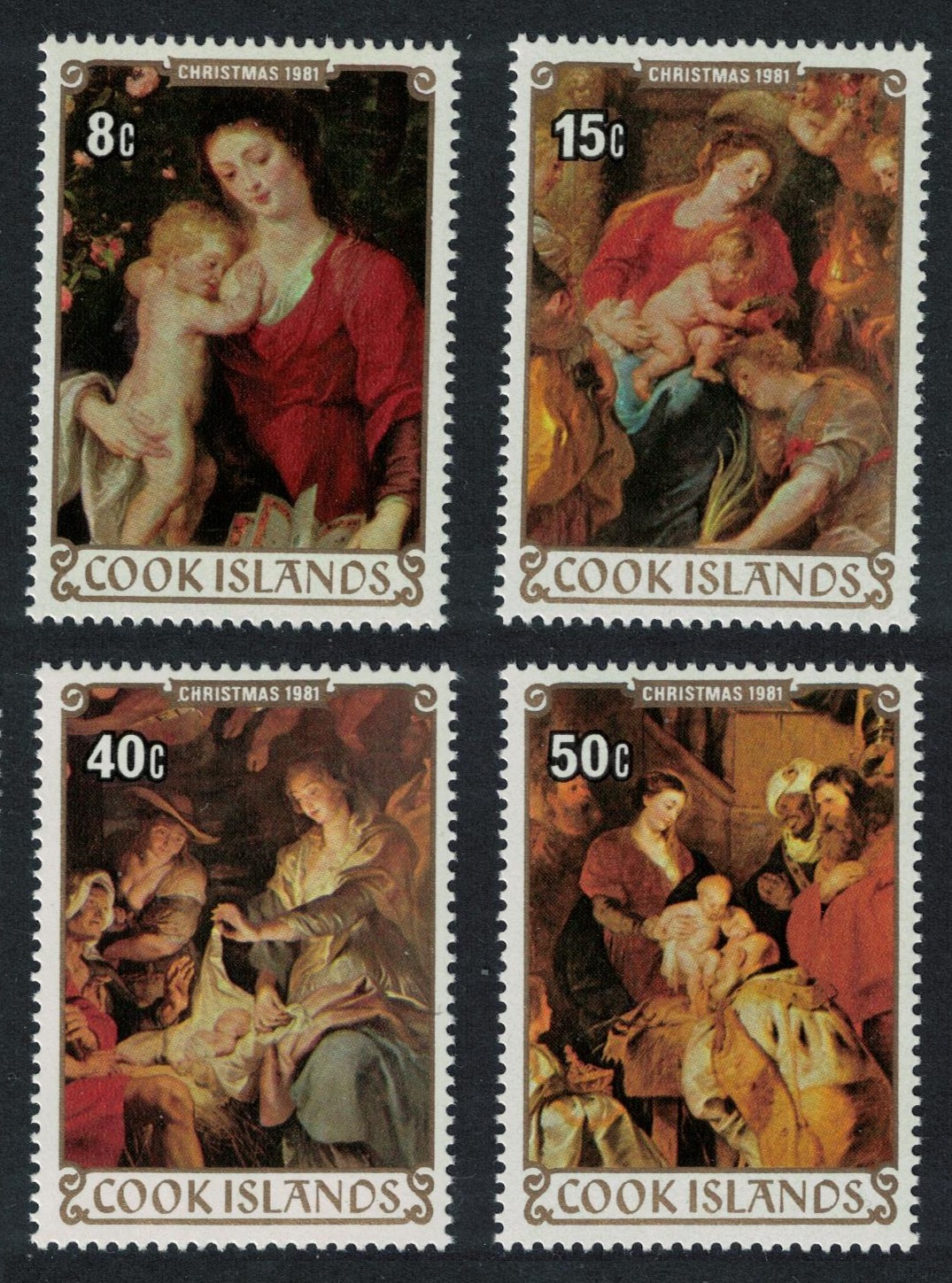 Cook Islands Christmas. Details of Paintings by Rubens 4v 1982 MNH SG#827-830