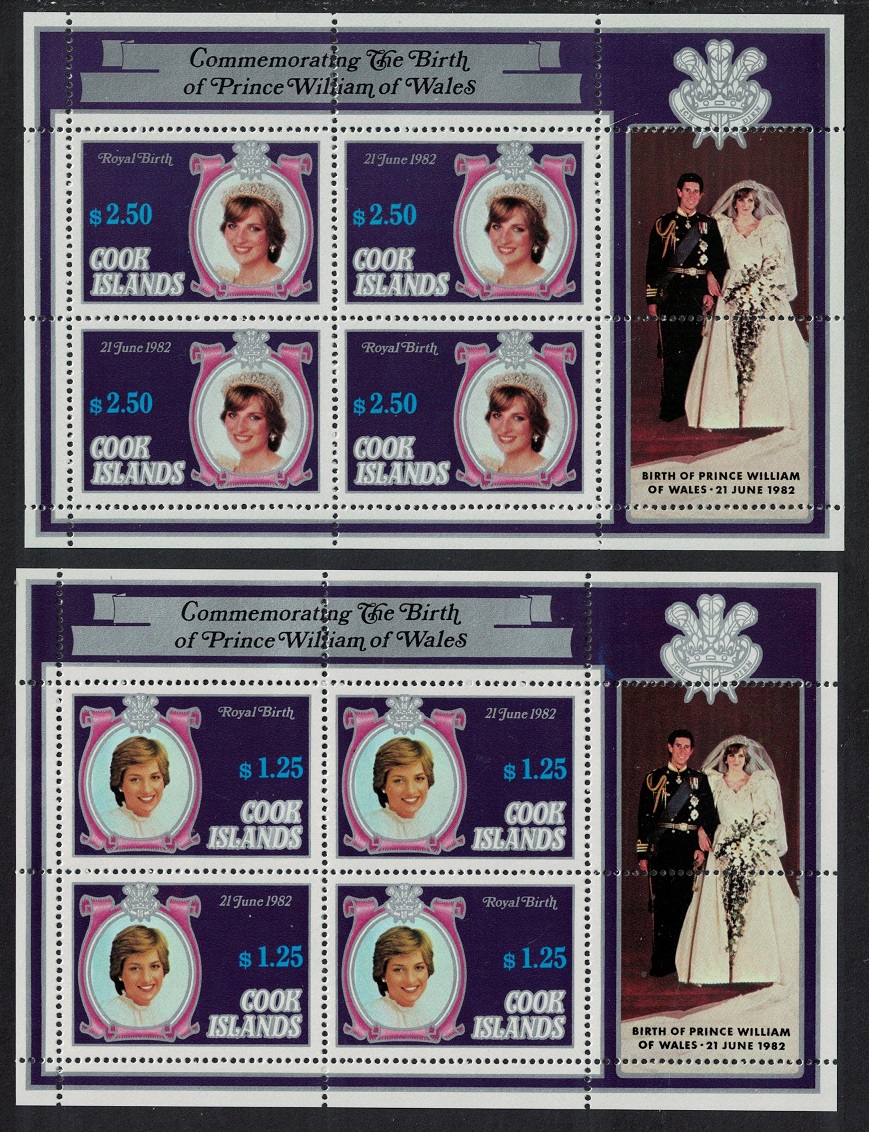 Cook Islands Birth of Prince William of Wales 2nd issue Sheetlets 1982 MNH SG#843-846