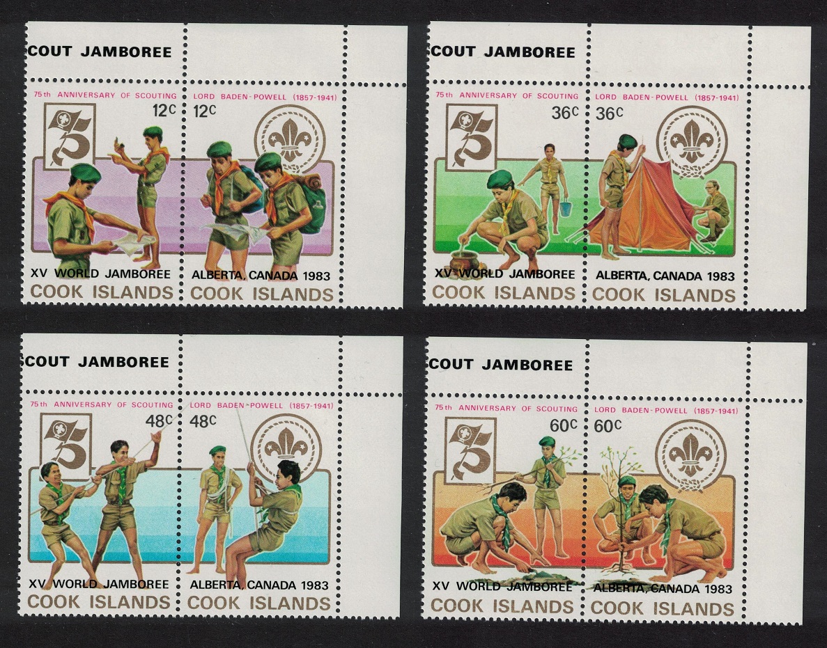 Cook Islands 15th World Scout Jamboree Alberta Canada Corner Pairs 1983 MNH SG#875-882