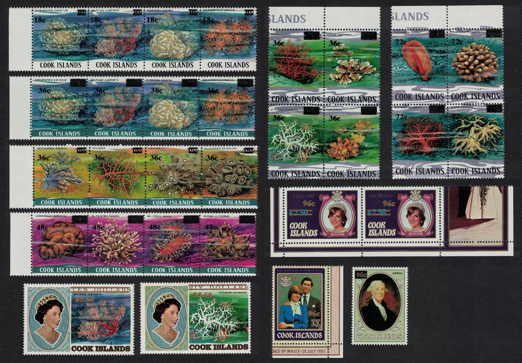 Cook Islands Shells Royals Overprints 30v COMPLETE 1983 MNH SG#884-913