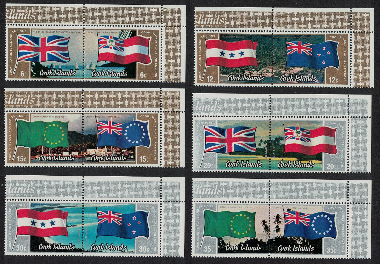 Cook Islands Flags and Ensigns 6 Corner Pairs 1983 MNH SG#914-925