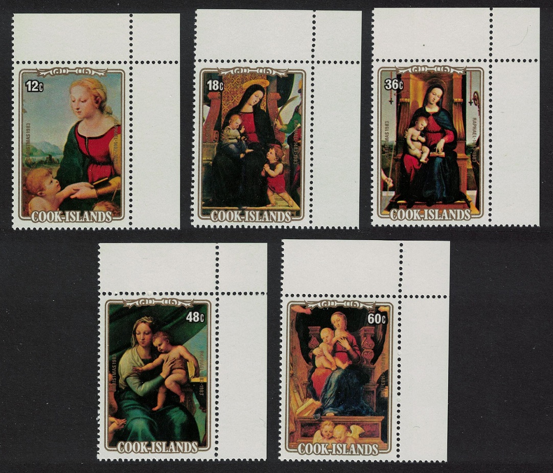 Cook Islands Christmas. Raphael paintings 5v Corners 1983 MNH SG#932-936