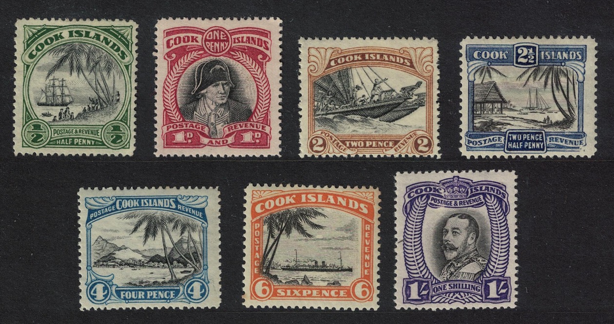 Cook Islands Local Life 7v Mixed perf 1945 MH SG#99-105