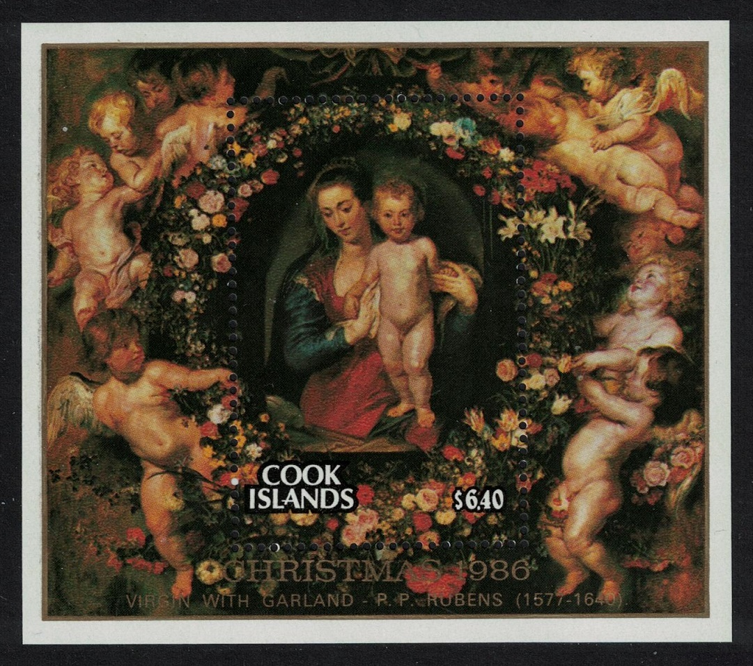 Cook Islands Paintings by Rubens Christmas MS T2 1986 MNH SG#MS1084