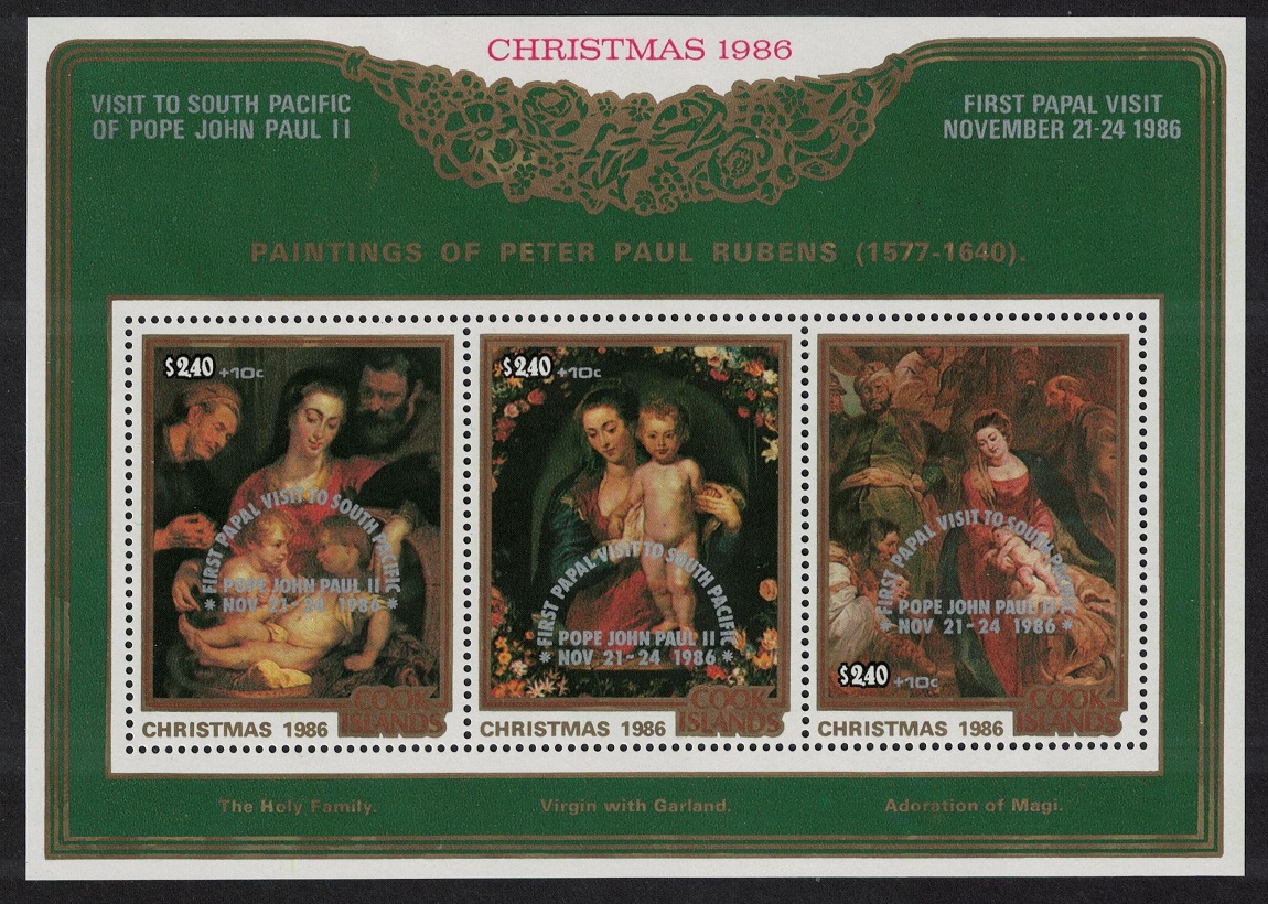 Cook Islands Visit of Pope Rubens Paintings MS T1 1986 MNH SG#MS1088