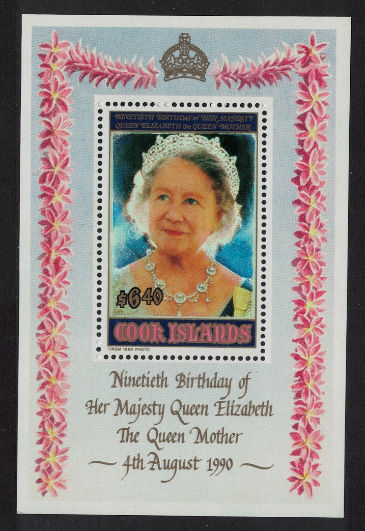 Cook Islands 90th Birthday of Queen Elizabeth the Queen Mother MS 1990 MNH SG#MS1247