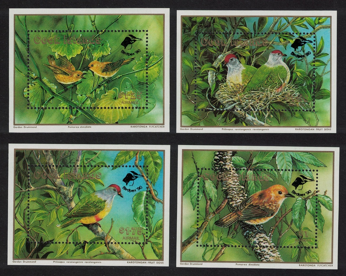 Cook Islands WWF Birds 4 MSs overprinted 1990 MNH SG#MS1253 MI#Block 198-Block 201