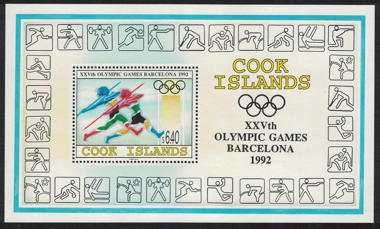 Cook Islands Javelin Olympic Games Barcelona MS 1992 MNH SG#MS1310 Sc#1110