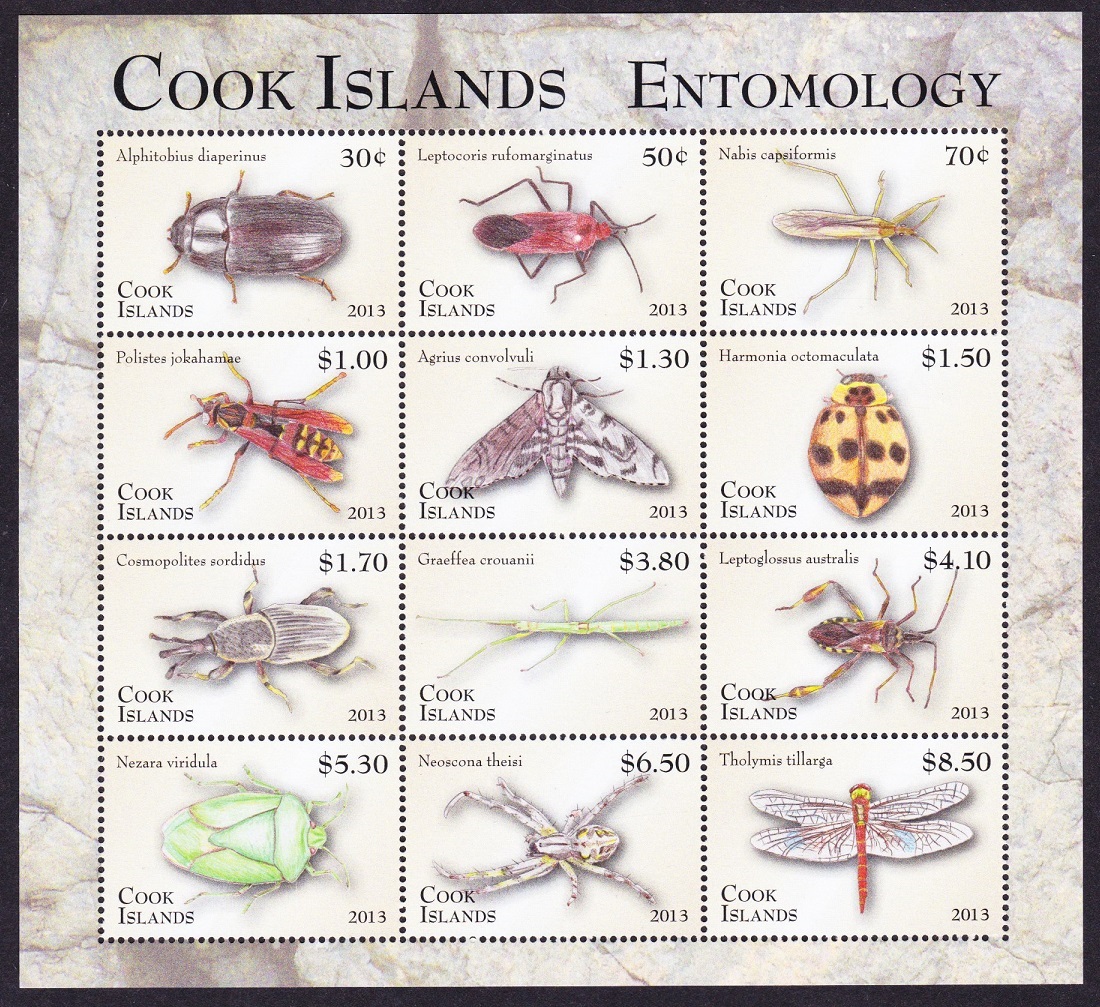 Cook Islands Insects Beetle Dragonfly Definitives Part 1 Sheetlet 2013 MNH SG#MS1738 Sc#1460-1471