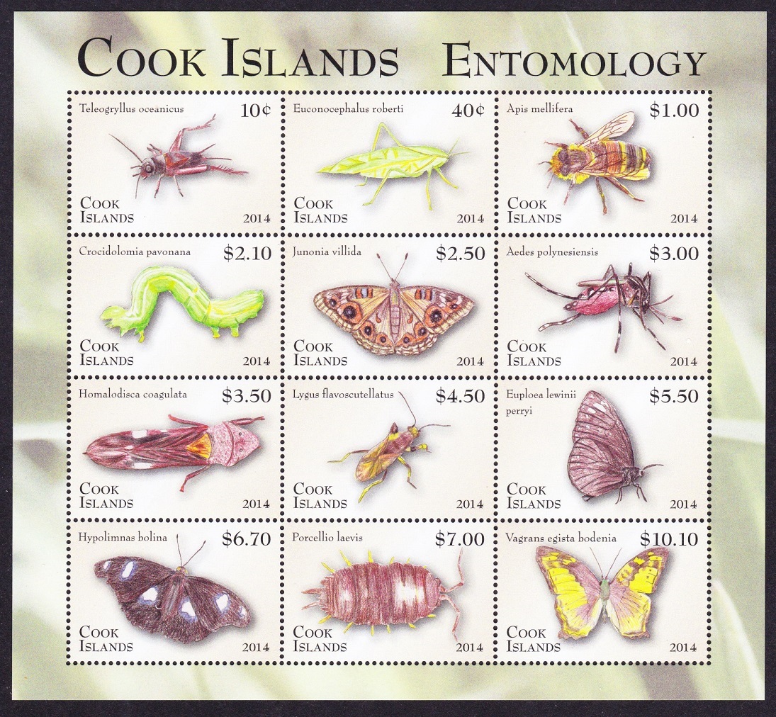 Cook Islands Insects Beetle Dragonfly Definitives Part 2 Sheetlet 2014 MNH SG#MS1739 Sc#1503