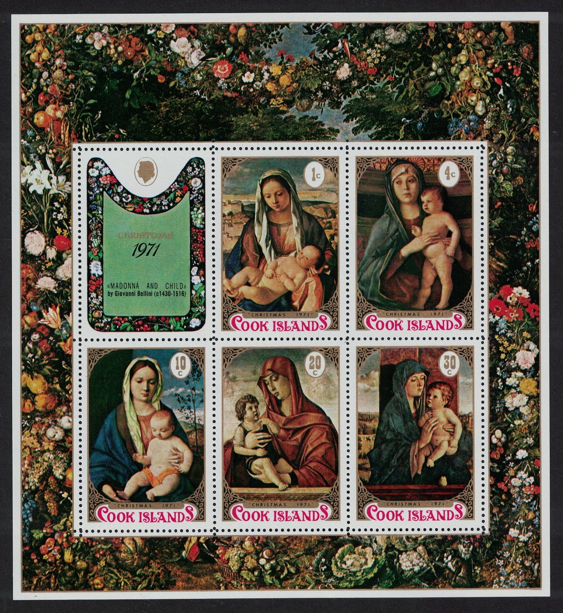 Cook Islands Christmas Paintings MS 1971 MNH SG#MS370 MI#287-291 Sc#310-314