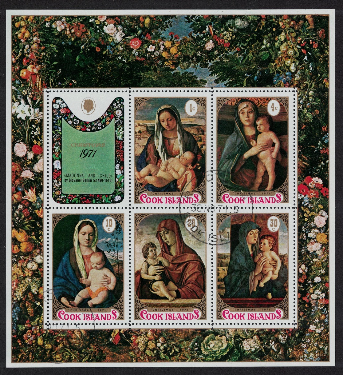 Cook Islands Christmas Paintings MS 1971 Canc SG#MS370 MI#287-291 Sc#310-314