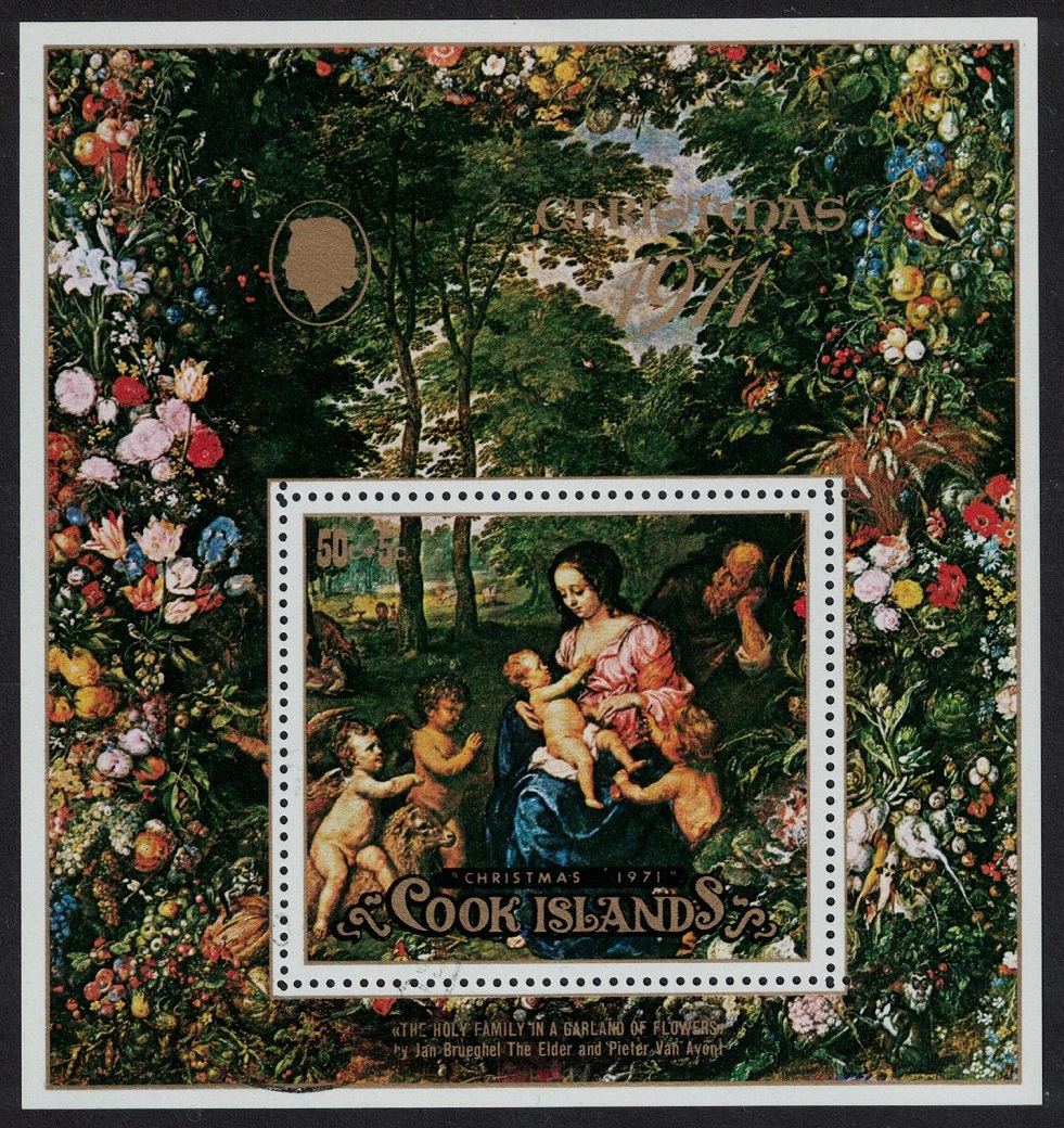 Cook Islands &#39;The Holy Family in a Garland of Flowers&#39; by Bruegel MS 1971 MNH SG#MS371 MI#Block 11