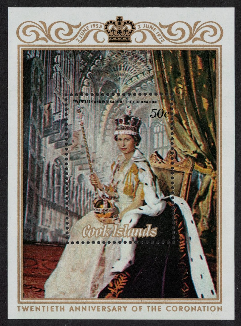 Cook Islands 20th Anniversary of Queen Elizabeth&#39;s Coronation MS 1973 MNH SG#MS430