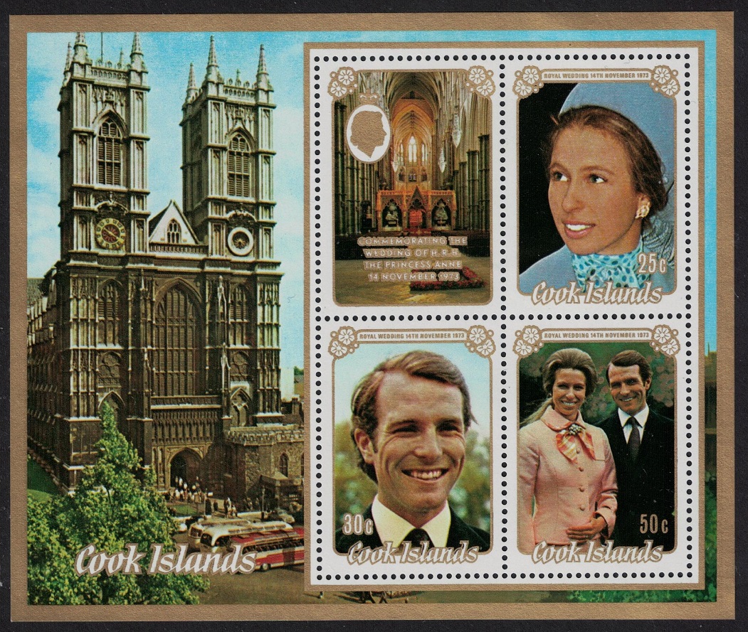 Cook Islands Princess Anne Royal Wedding MS 1973 MNH SG#MS453