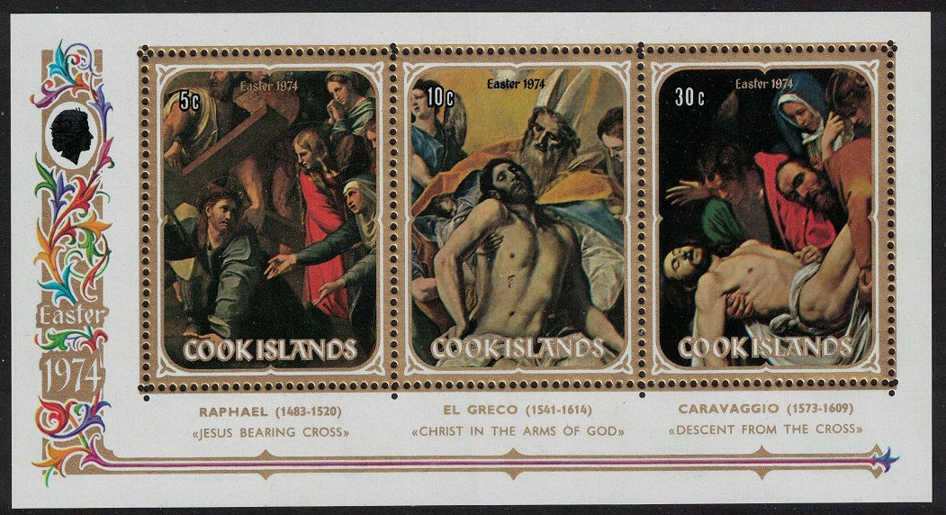 Cook Islands Easter painting Raphael El Greco Caravaggio MS 1974 MNH SG#MS464