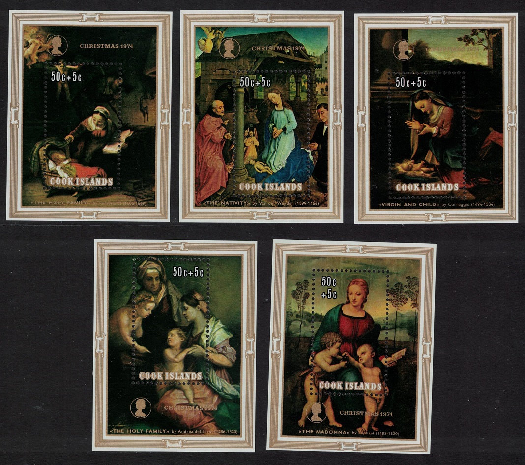 Cook Islands Christmas Children&#39;s Charity Paintings 5 MSs 1974 MNH SG#MS512