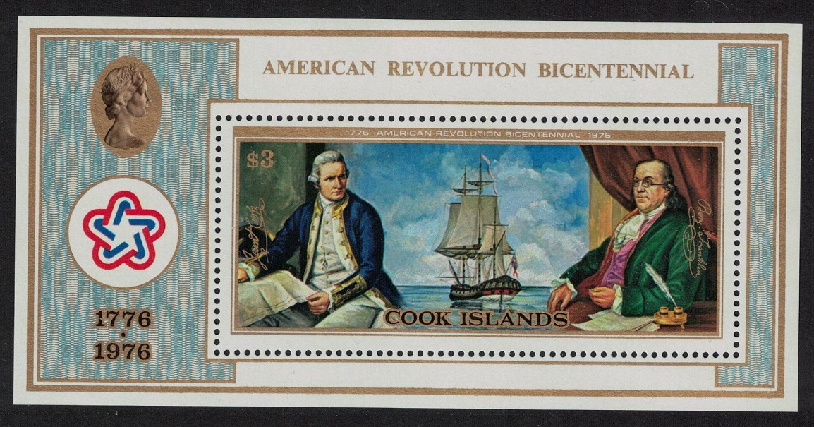 Cook Islands Captain Cook Franklin American Revolution MS 1976 MNH SG#MS543 MI#Block 57