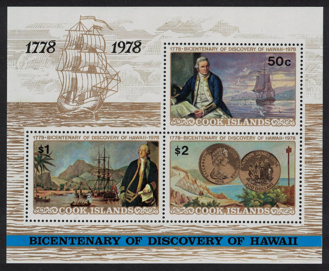 Cook Islands Captain Cook Coins Discovery of Hawaii MS 1978 MNH SG#MS587 Sc#482a