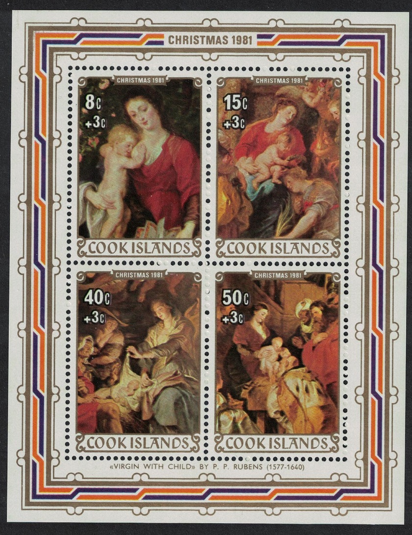 Cook Islands Christmas. Details of Paintings by Rubens MS 1982 MNH SG#MS831