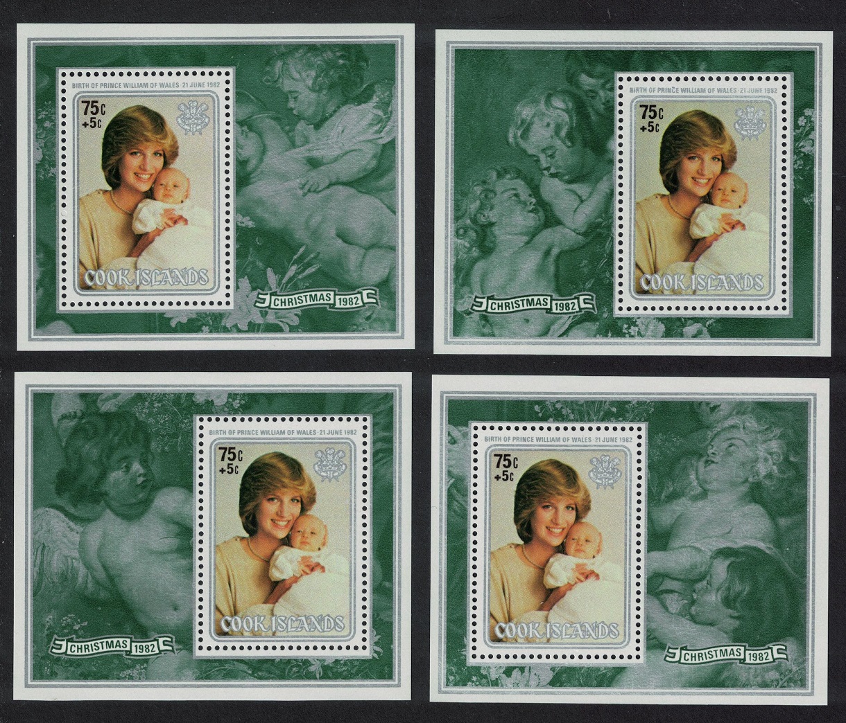 Cook Islands Birth of Prince William Rubens Christmas 4 MSs 1982 MNH SG#MS861 Sc#693