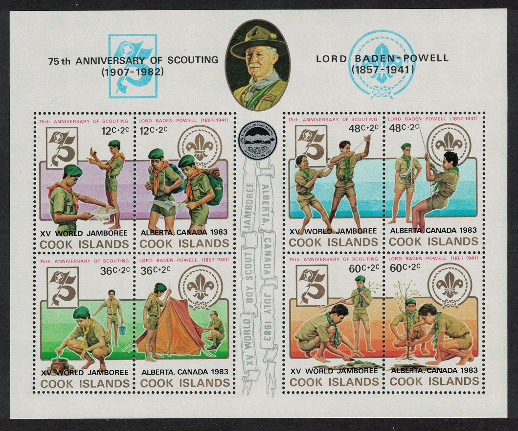 Cook Islands Scouts Lord Baden-Powell MS 1983 MNH SG#MS874