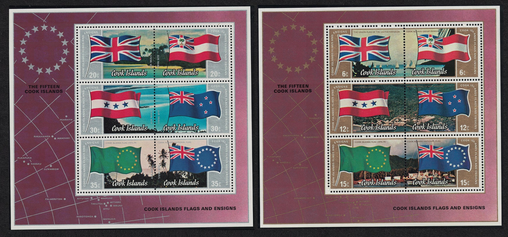 Cook Islands Flags and Ensigns 2 MSs 1983 MNH SG#MS926