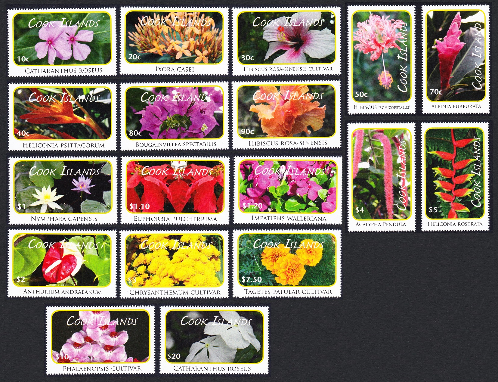 Cook Islands Flowers Definitives 18v 2010 MNH SG#1548-1565 Sc#1305-1322