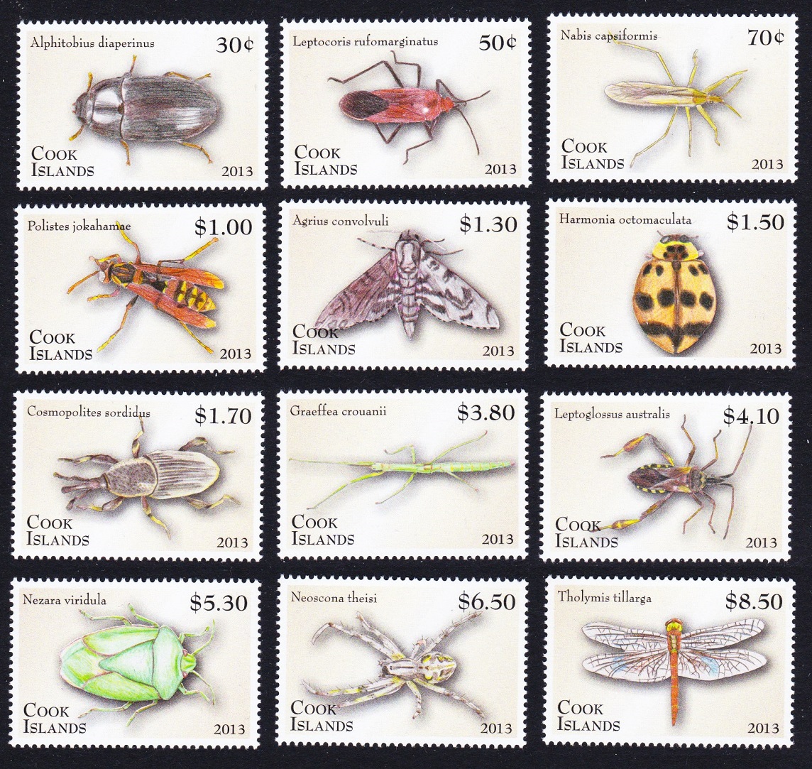 Cook Islands Insects Beetle Dragonfly Definitives Part 1 12v 2013 MNH SG#1715-1736 Sc#1460-1471