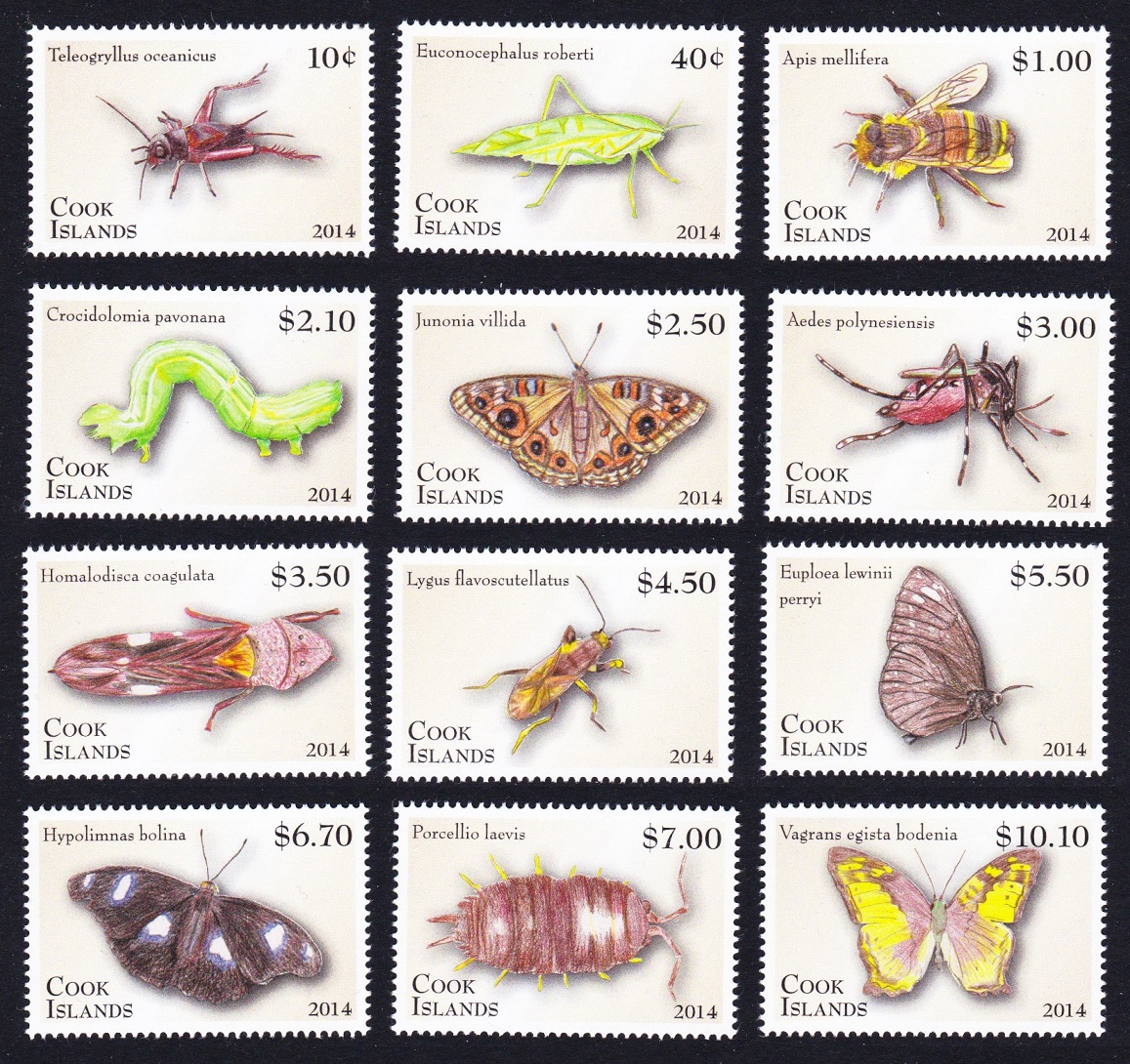 Cook Islands Insects Beetle Dragonfly Definitives Part 2 12v 2014 MNH SG#1714-1737 Sc#1491-1502