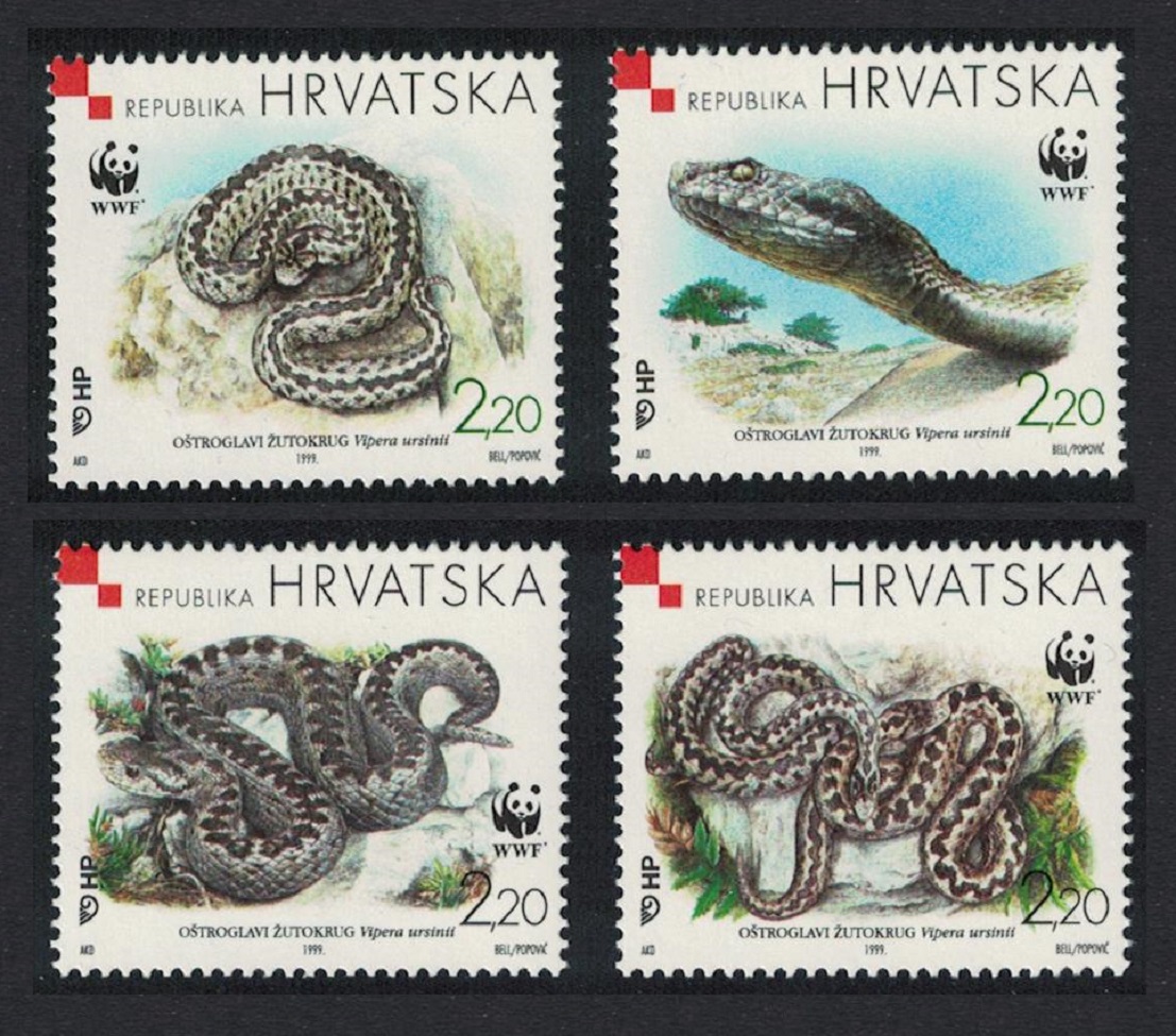 Croatia WWF Orsini&#39;s Viper 4v 1999 MNH SG#581-584 MI#500-503 Sc#391 a-d