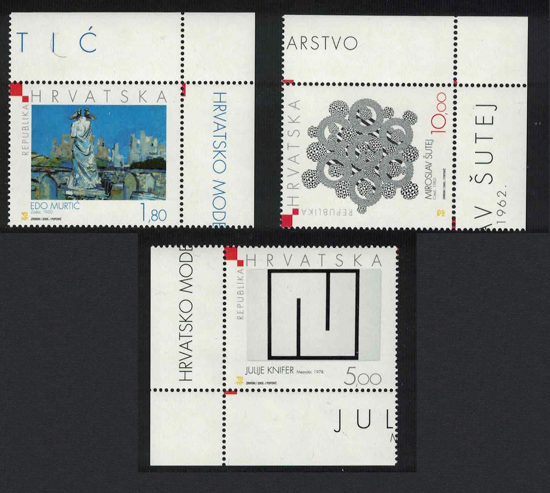 Croatia Paintings 6th series 3v Corners 2005 MNH SG#826-828