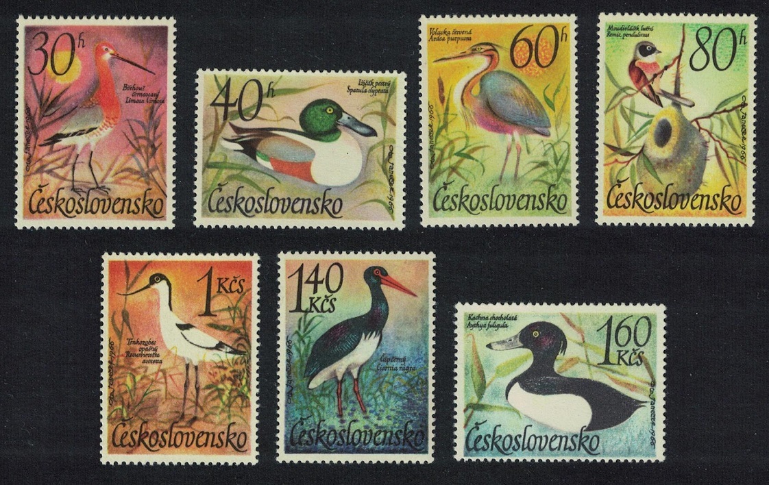 Czechoslovakia Godwit Shoveler Heron Avocet Stork Duck Water Birds 7v 1967 MNH SG#1632-1638 MI#1681-1687