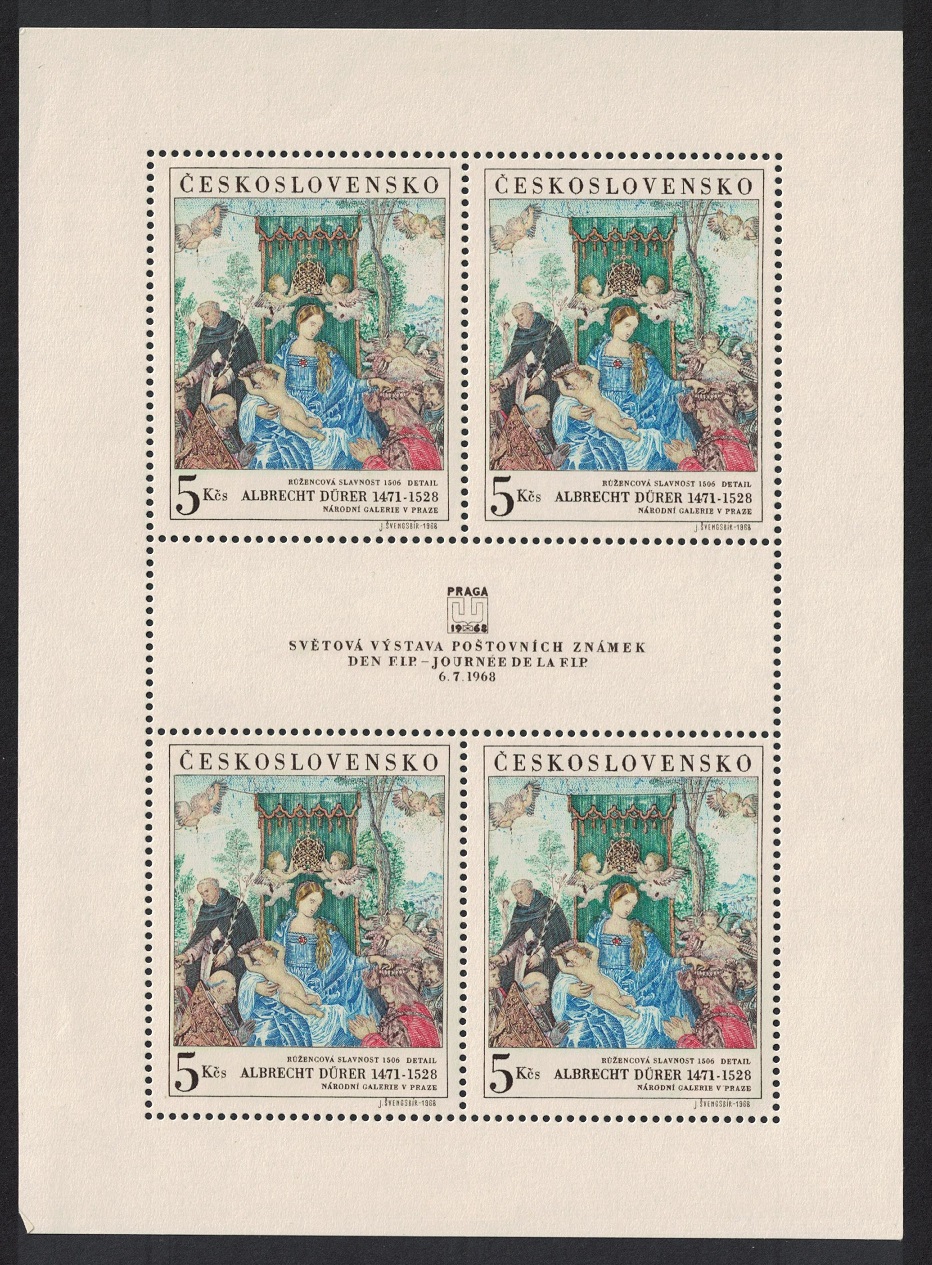 Czechoslovakia &#39;Madonna of the Rosary&#39; Painting by Albrecht Durer Sheetlet 1968 MNH SG#1756