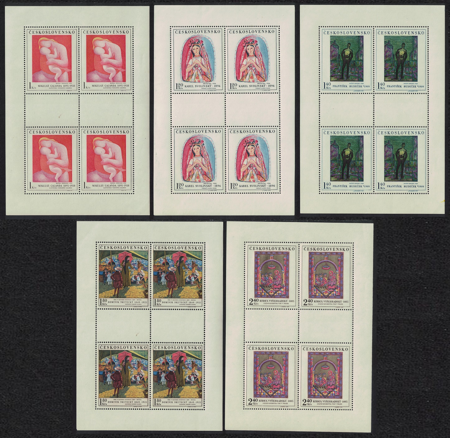 Czechoslovakia Art Paintings 5th series 5v Sheetlets 1970 MNH SG#1914-1918