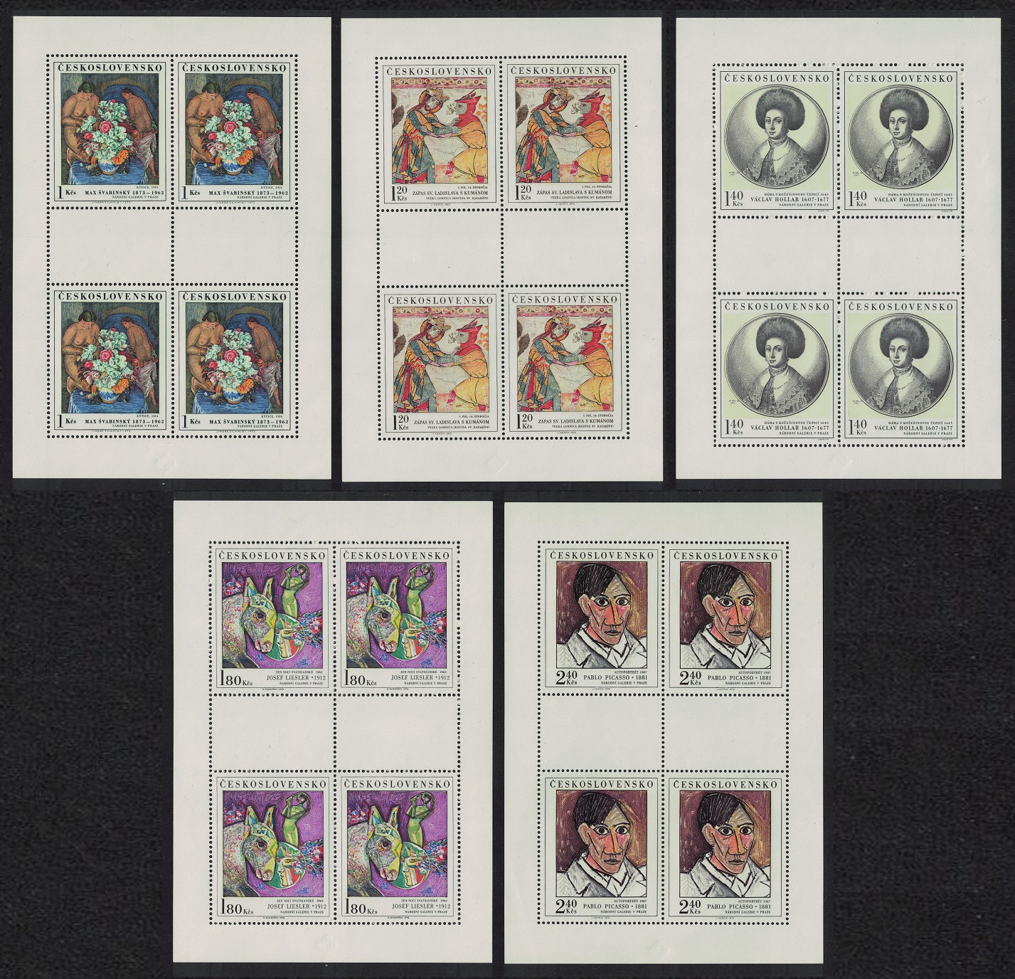 Czechoslovakia Art Paintings 7th issue Sheetlets 1972 MNH SG#2067-2071 MI#2105-2109