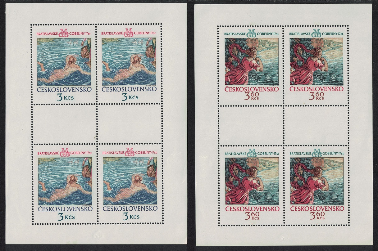 Czechoslovakia Bratislava Tapestries Hero and Leander 2 Sheetlets 1975 MNH SG#2227-2228