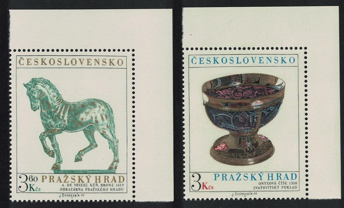 Czechoslovakia Prague Castle 13th series Horse Sculpture Onyx Cup 2v 1977 MNH SG#2337-2338