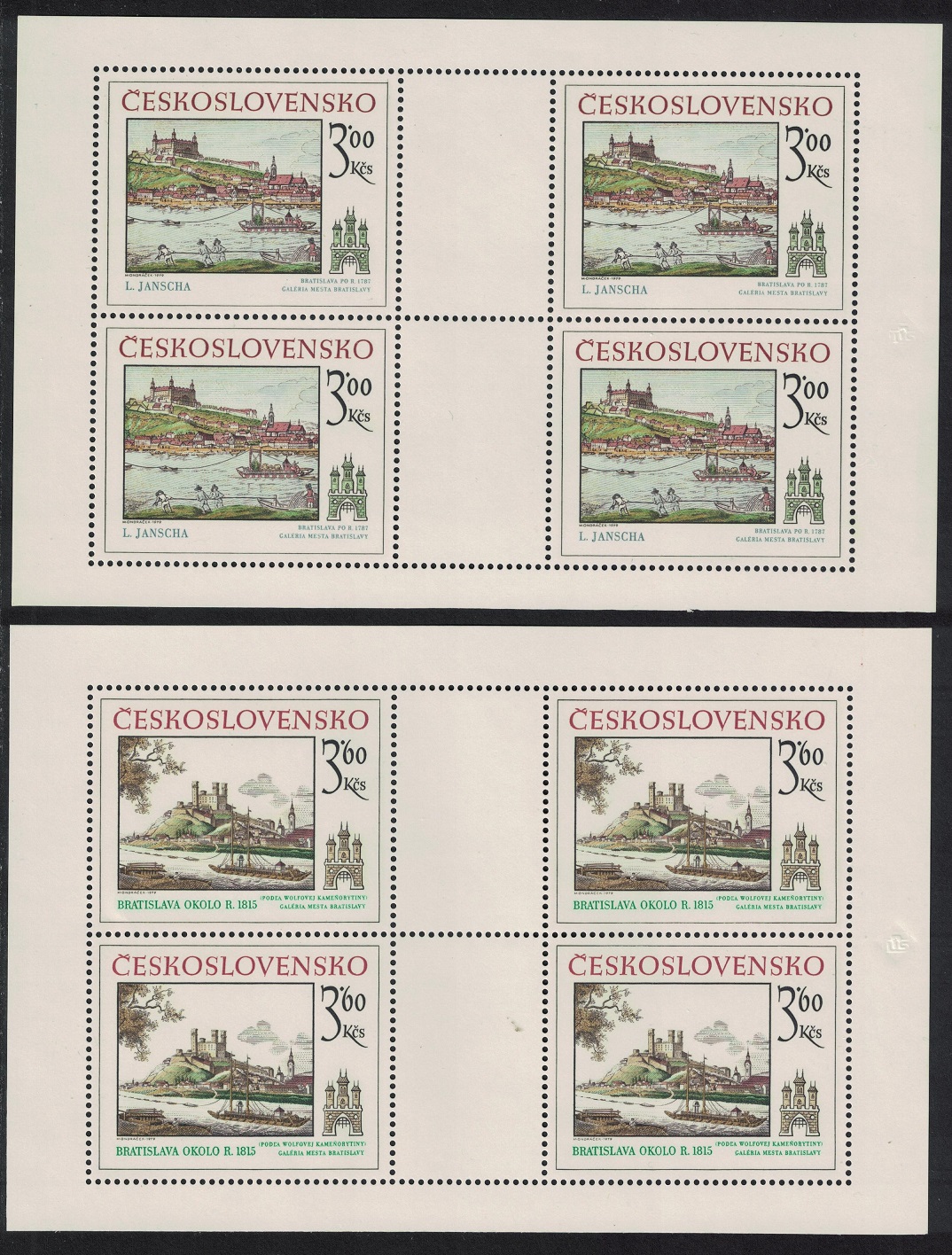 Czechoslovakia Historic Bratislava 3rd issue 2 Sheetlets 1979 MNH SG#2500-2501