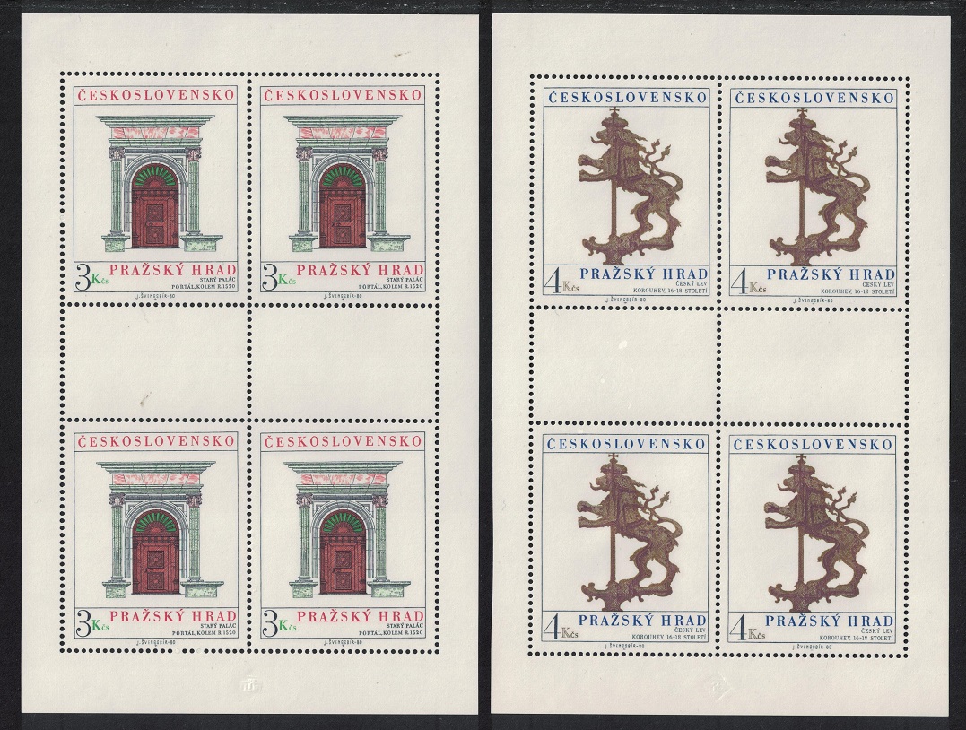 Czechoslovakia Prague Castle 16th series 2 Sheetlets 1980 MNH SG#2543-2544