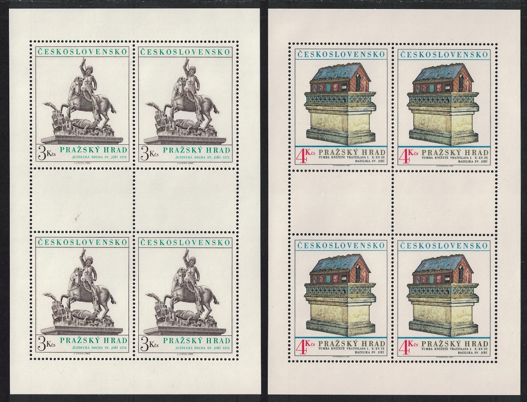 Czechoslovakia Prague Castle 18th series 2 Sheetlets 1982 MNH SG#2637-2638