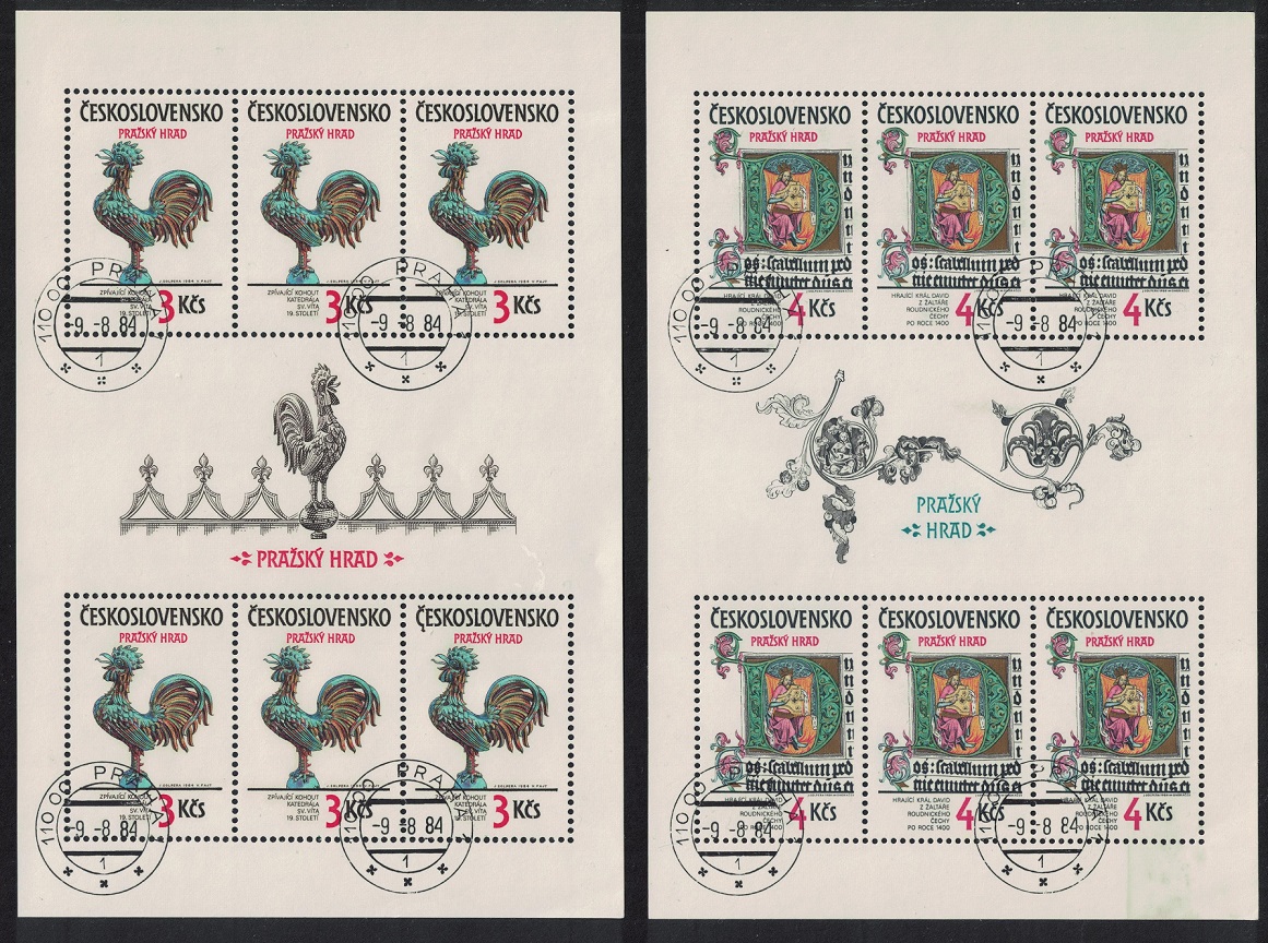 Czechoslovakia Prague Castle 20th series 2 Sheetlets 1984 Canc SG#2739-2740